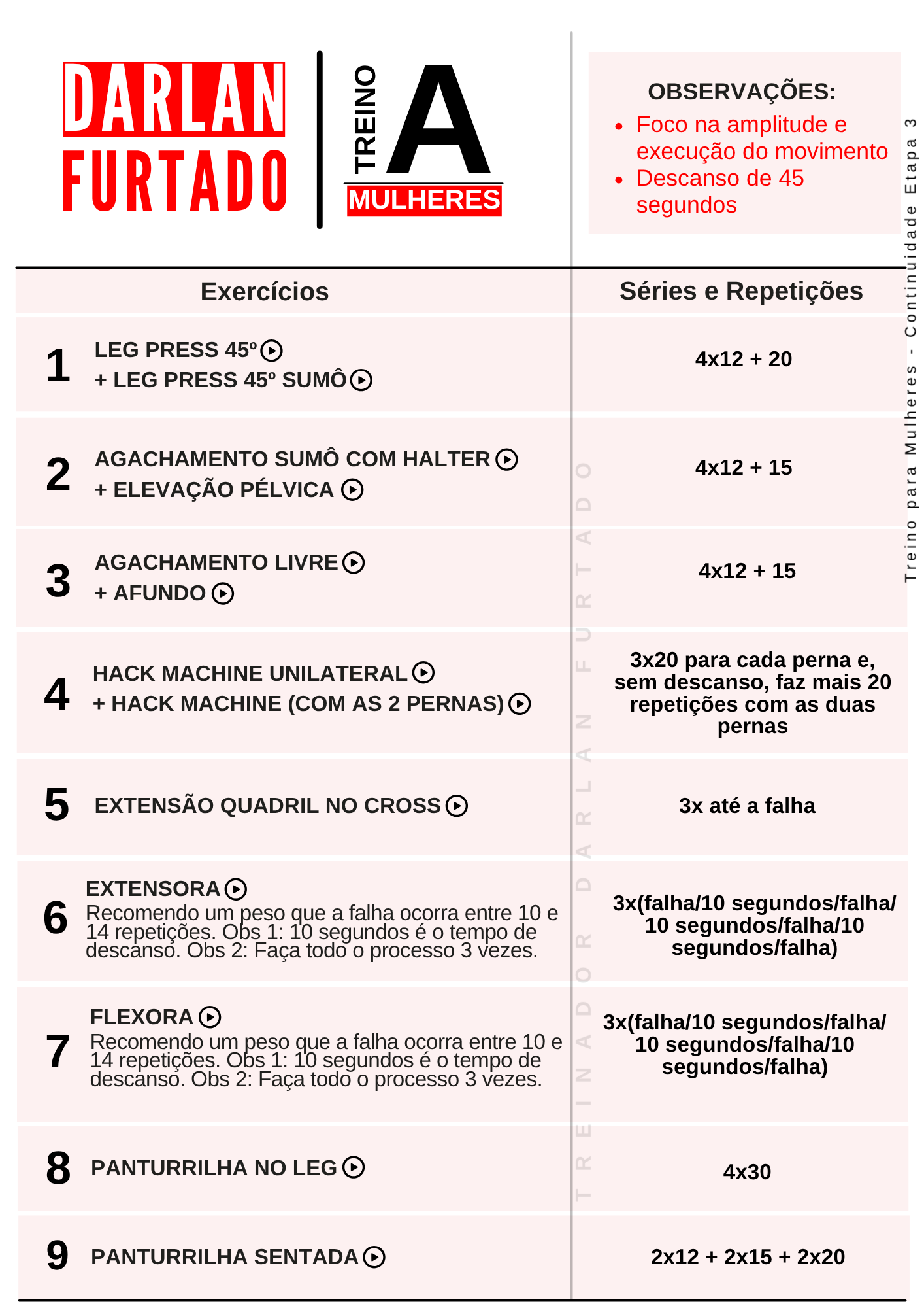 Exemplo do Treino para Mulheres