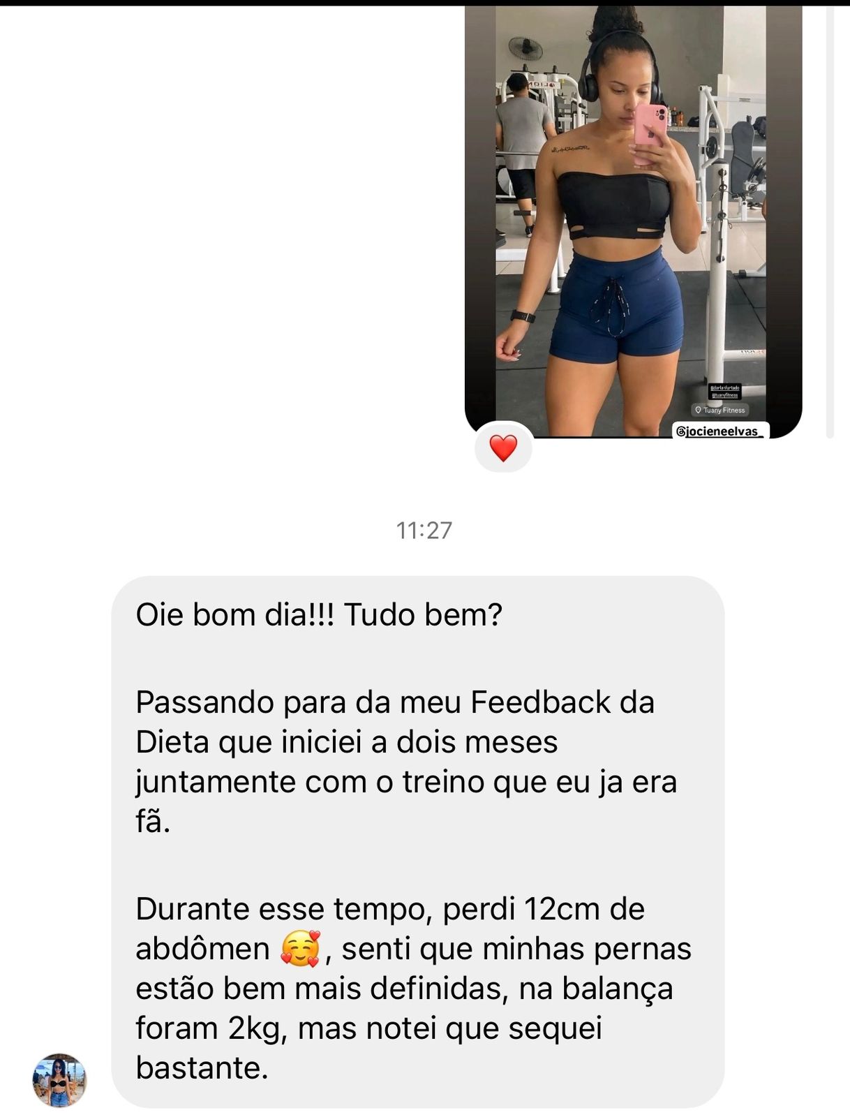 Depoimento de aluno sobre cardápio