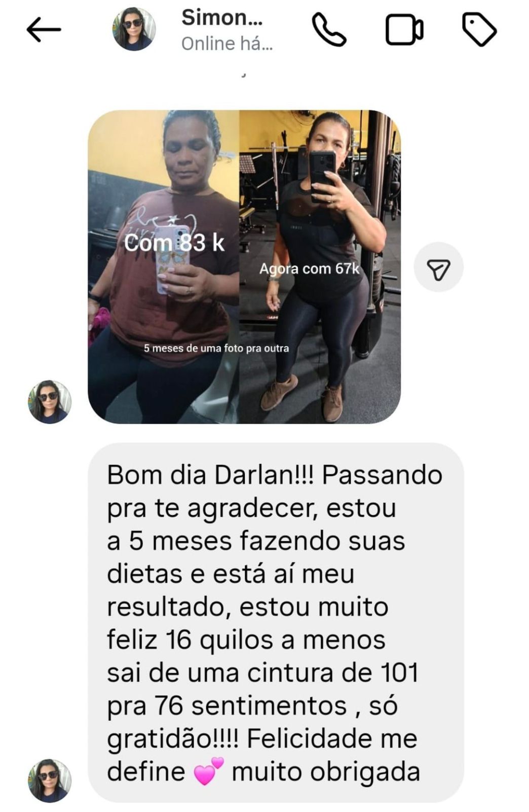 Depoimento de aluno sobre cardápio